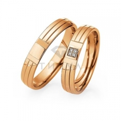 Т-27356 золотые парные обручальные кольца (ширина 4 мм.) (цена за пару)