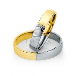 Т-27395 золотые парные обручальные кольца (ширина 4 мм.) (цена за пару)