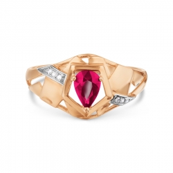 Т141018450 золотое кольцо с рубином и бриллиантом