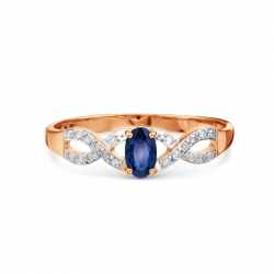 Т141016512 золотое кольцо с сапфиром и бриллиантами