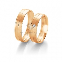 Т-28522 золотые парные обручальные кольца (ширина 5 мм.) (цена за пару)