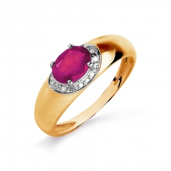 Т141016083 золотое кольцо с рубином и бриллиантом