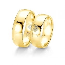Т-28237 золотые парные обручальные кольца (ширина 7 мм.) (цена за пару)