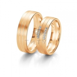Т-28206 золотые парные обручальные кольца (ширина 6 мм.) (цена за пару)