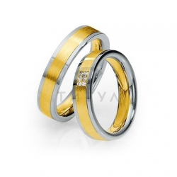 Т-28612 золотые парные обручальные кольца (ширина 5 мм.) (цена за пару)