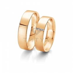 Т-28154 золотые парные обручальные кольца (ширина 5 мм.) (цена за пару)