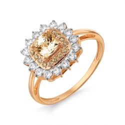 Т147017754-01 золотое кольцо с swarovski zirconia