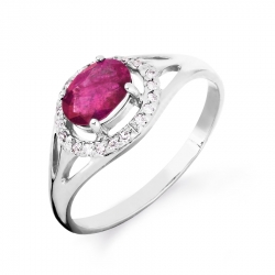 Т301016431 кольцо из белого золота с рубином и бриллиантом