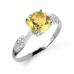 Кольцо из белого золота с цитрином, бриллиантами