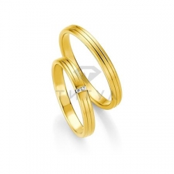 Т-26862 золотые парные обручальные кольца (ширина 3 мм.) (цена за пару)