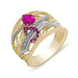 Эксклюзивное кольцо из золота с бриллиантами и рубинами 