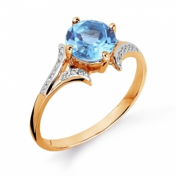Золотое кольцо с топазом и бриллиантом