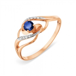 Т146018205 золотое кольцо с сапфиром и бриллиантом