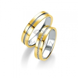 Т-28672 золотые парные обручальные кольца (ширина 5 мм.) (цена за пару)