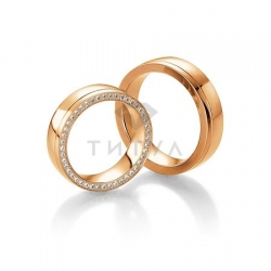 Т-28994 золотые парные обручальные кольца (ширина 6 мм.) (цена за пару)