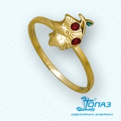 Детское кольцо Ежик из желтого золота с эмалью