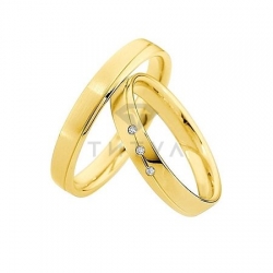 Т-26823 золотые парные обручальные кольца (ширина 3 мм.) (цена за пару)