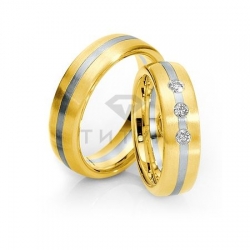 Т-28896 золотые парные обручальные кольца (ширина 6 мм.) (цена за пару)