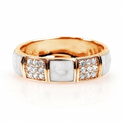 Золотое кольцо с эмалью, фианитами