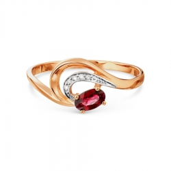 Т141017218 золотое кольцо с рубином, бриллиантами