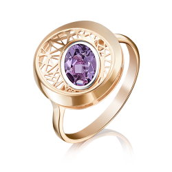 Кольцо из красного золота с аметистом