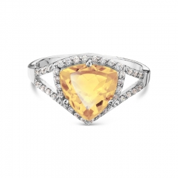 Т307017084-01 кольцо из белого золота с цитрином и фианитами