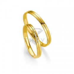 Т-26772 золотые парные обручальные кольца (ширина 2 мм.) (цена за пару)