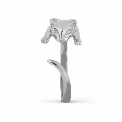 Кольцо Кошка из белого золота с фианитами