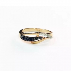 Золотое кольцо с сапфирами и бриллиантами (15 p-p)