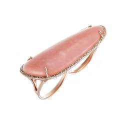 Кольцо из розового золота 585 пробы с опалом и бриллиантами