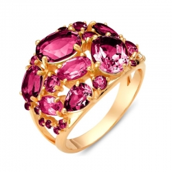 Кольцо из красного золота с родолитами