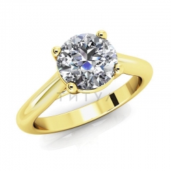 Помолвочное кольцо из желтого золота с большим бриллиантом