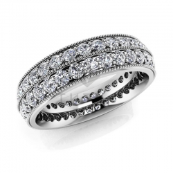 Обручальное винтажное кольцо из белого золота с бриллиантами