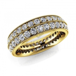 Обручальное винтажное кольцо из желтого золота с бриллиантами