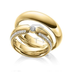 Т-37313 золотые парные обручальные кольца (цена за пару)