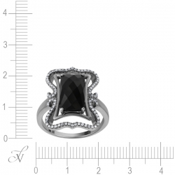 Кольцо из черного золота 585 пробы с ониксом и бриллиантами