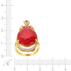 Кольцо из золота 585 пробы с бриллиантами и рубином выращенным