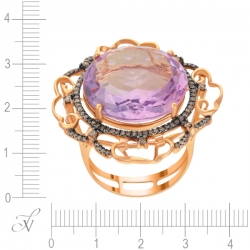 Кольцо из розового золота 585 пробы с аметистом и бриллиантами