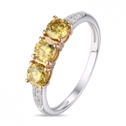 Кольцо из белого золота c желтыми бриллиантами Брызги шампанского