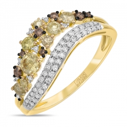 Золотое кольцо c желтыми бриллиантами Брызги шампанского