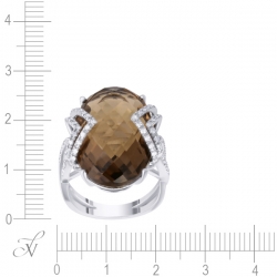 Кольцо из белого золота 585 пробы с бриллиантами и раухтопазом