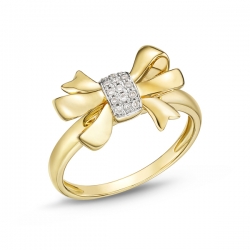 Золотое кольцо Бантик c бриллиантами