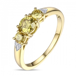 Золотое кольцо c желтыми бриллиантами Брызги шампанского