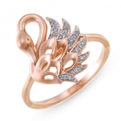 Золотое кольцо «Лебедь» c бриллиантами