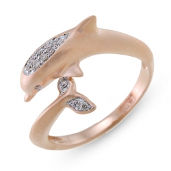 Золотое кольцо «Дельфин» c бриллиантами