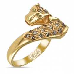 Золотое кольцо «Обезьяны» c желтыми сапфирами