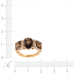Кольцо из розового золота 585 пробы с бриллиантами и раухтопазами