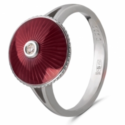 Серебряное кольцо с бриллиантом с эмалью