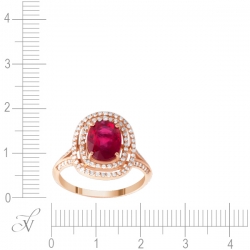 Кольцо из розового золота 585 пробы с бриллиантами и рубином