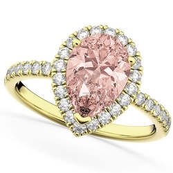 Помолвочное кольцо из желтого золота с морганитом и бриллиантом